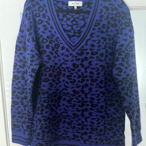 Women's Blue Leopard Sweater